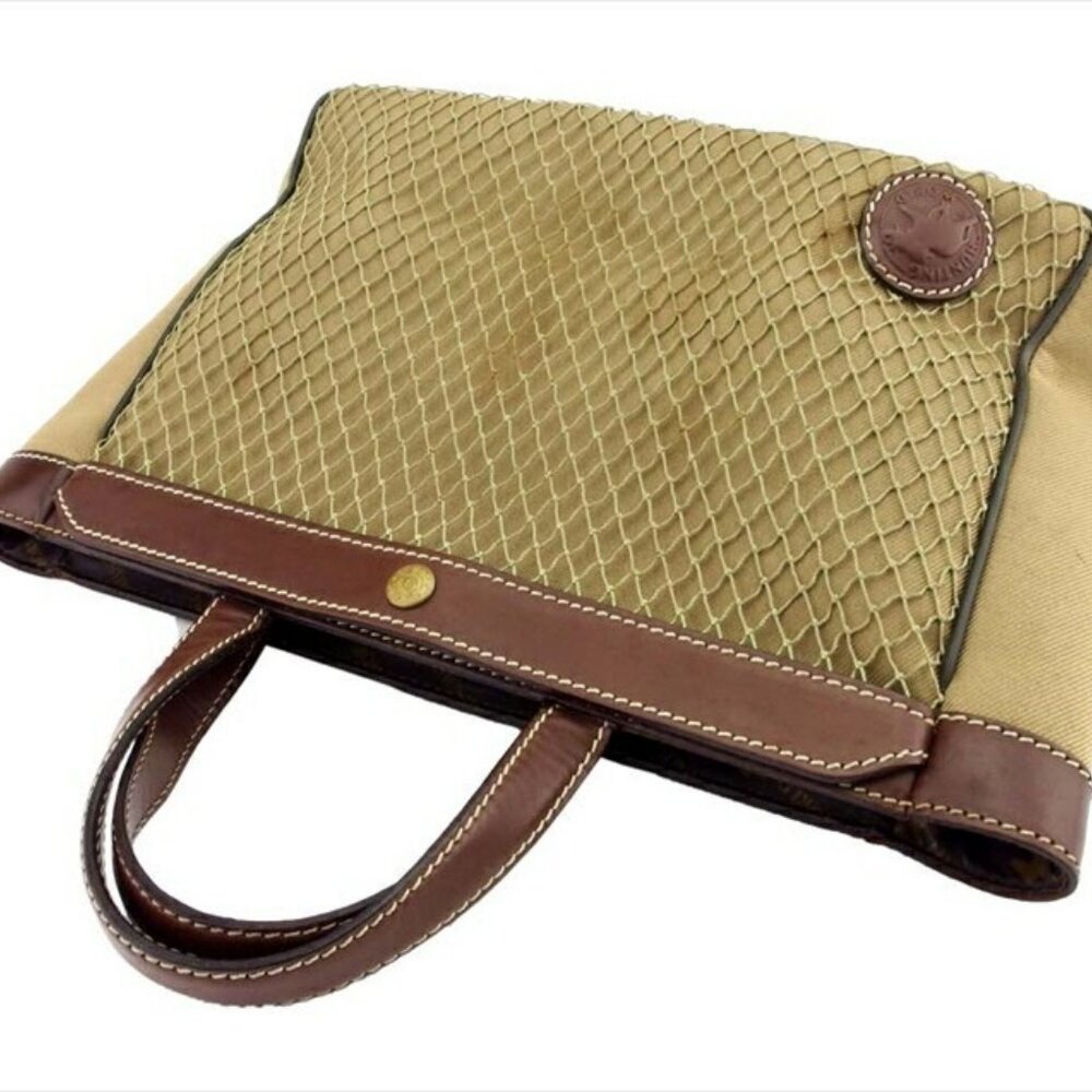 HUNTING WORLD Tote Bag Green Brown Gold Women Authentic secondhand